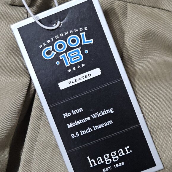 Haggar Mens Size 40 Pleated Cool 18 9.5in Inseam Khaki Shorts New Golf - Picture 6 of 7